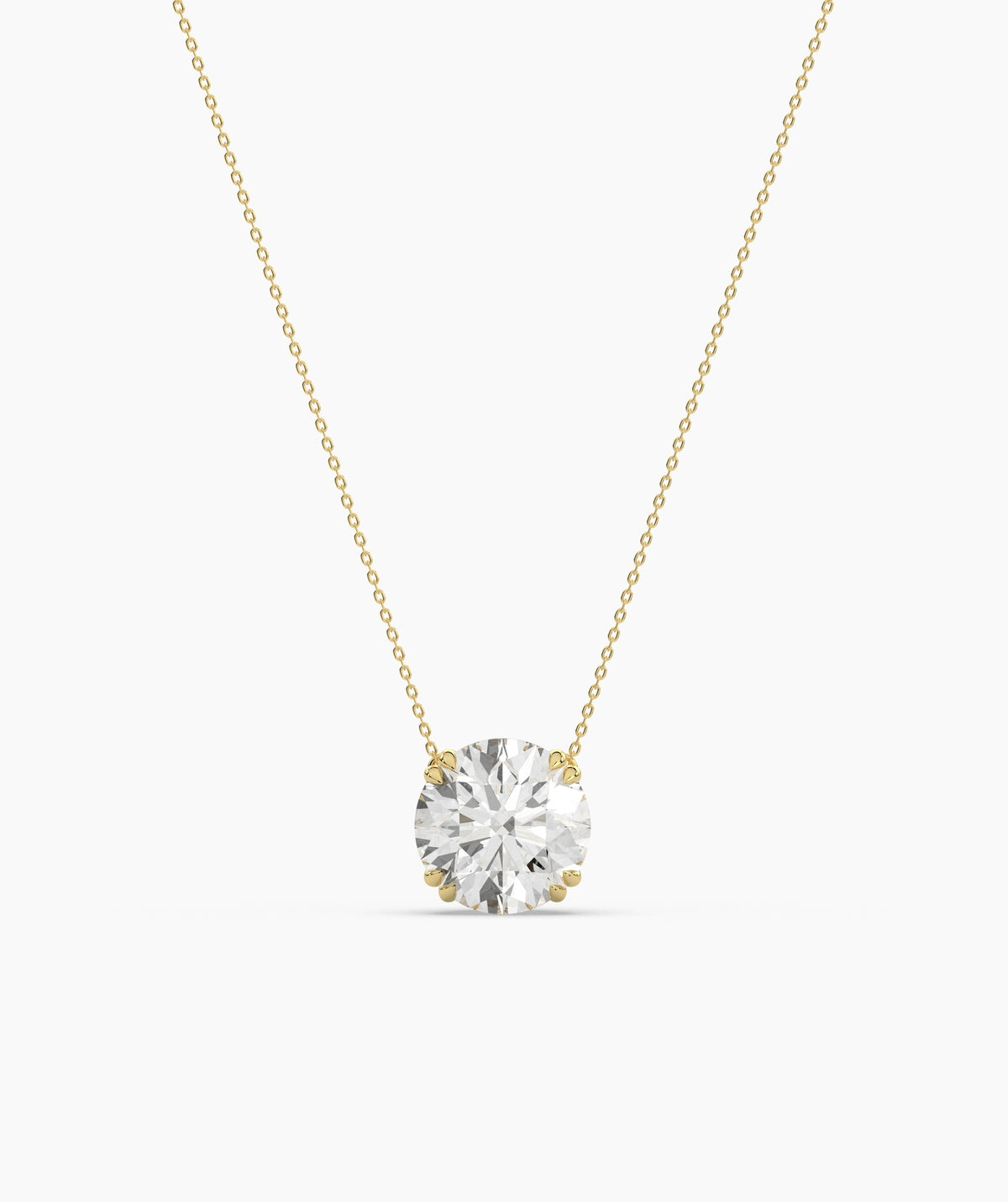 Elodie round lab-grown diamond solitaire pendant necklace in 14K (585) yellow gold, front view
