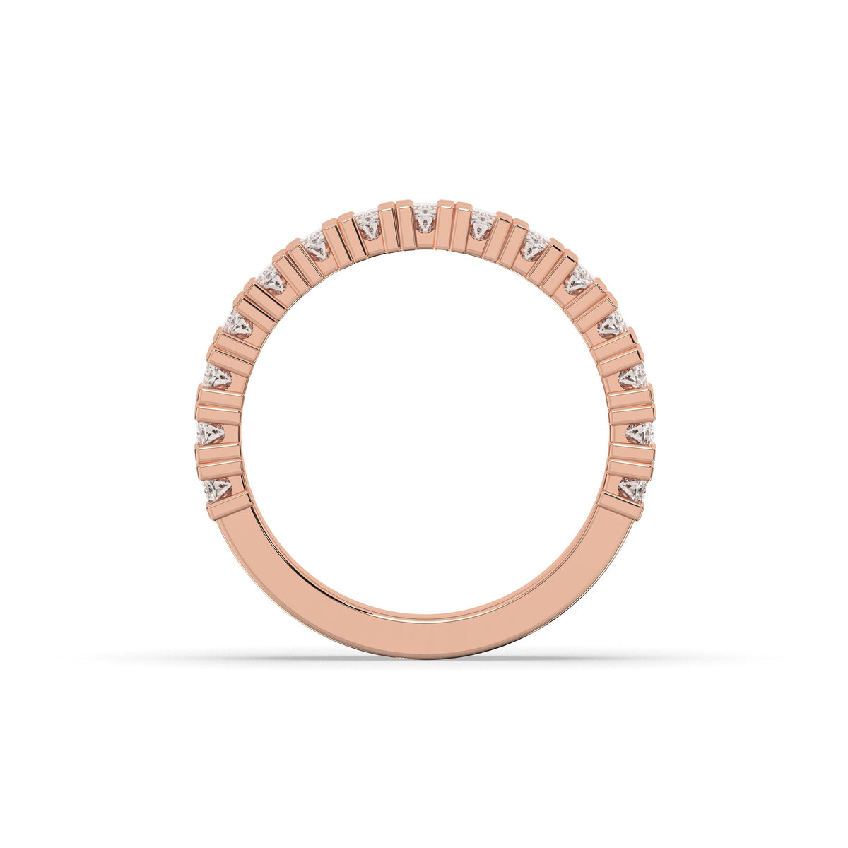 Amélie oval lab-grown diamond memoire wedding band in 750 rose gold, top view