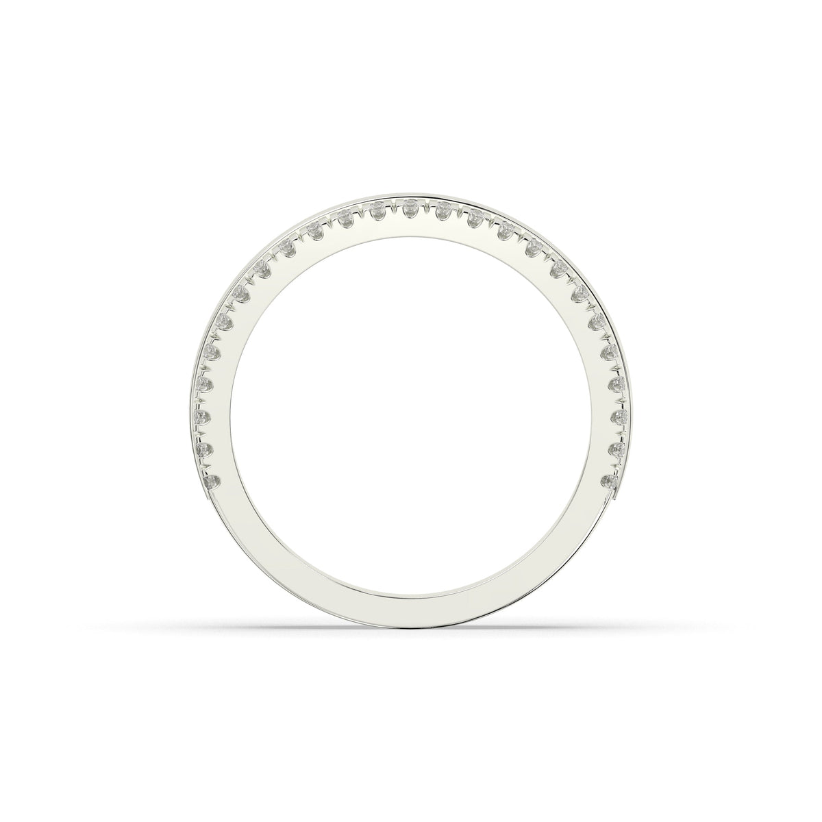 Liora double-row lab-grown diamond memoire wedding band in 950 platinum, top view