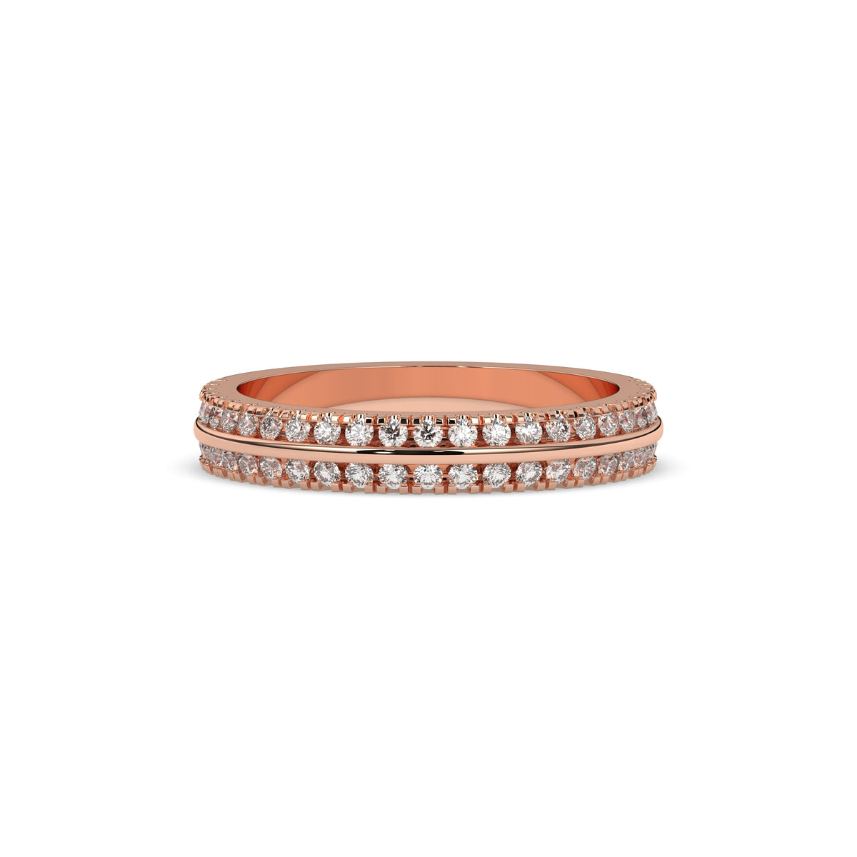 Liora double-row lab-grown diamond memoire wedding band in 585 rose gold, front view