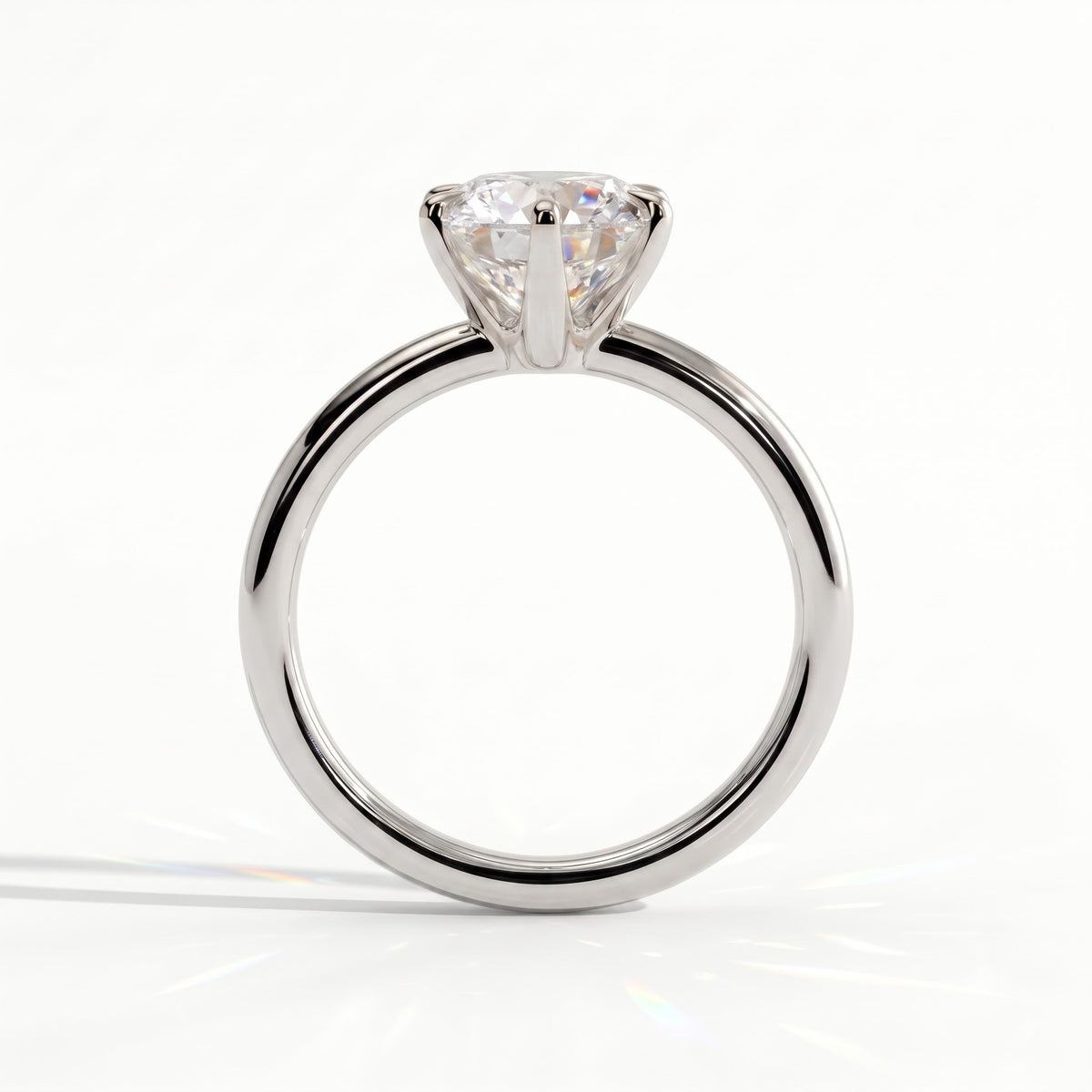 Round lab-grown diamond solitaire engagement ring in 950 platinum, side profile