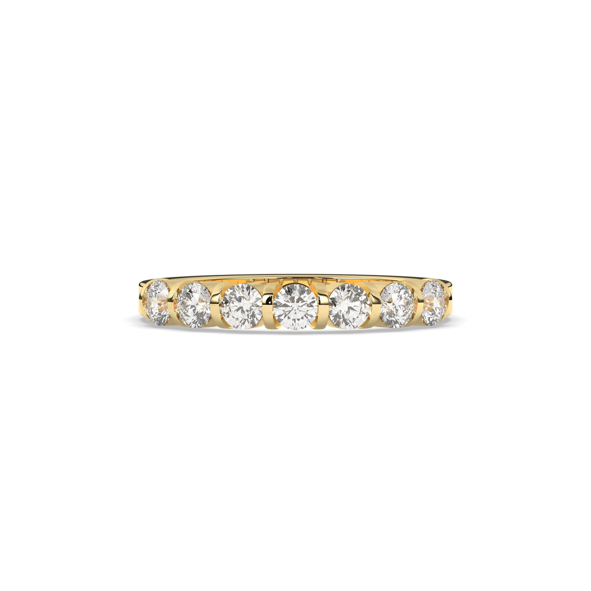 Vivia round lab-grown diamond memoire wedding band in 750 yellow gold, front view