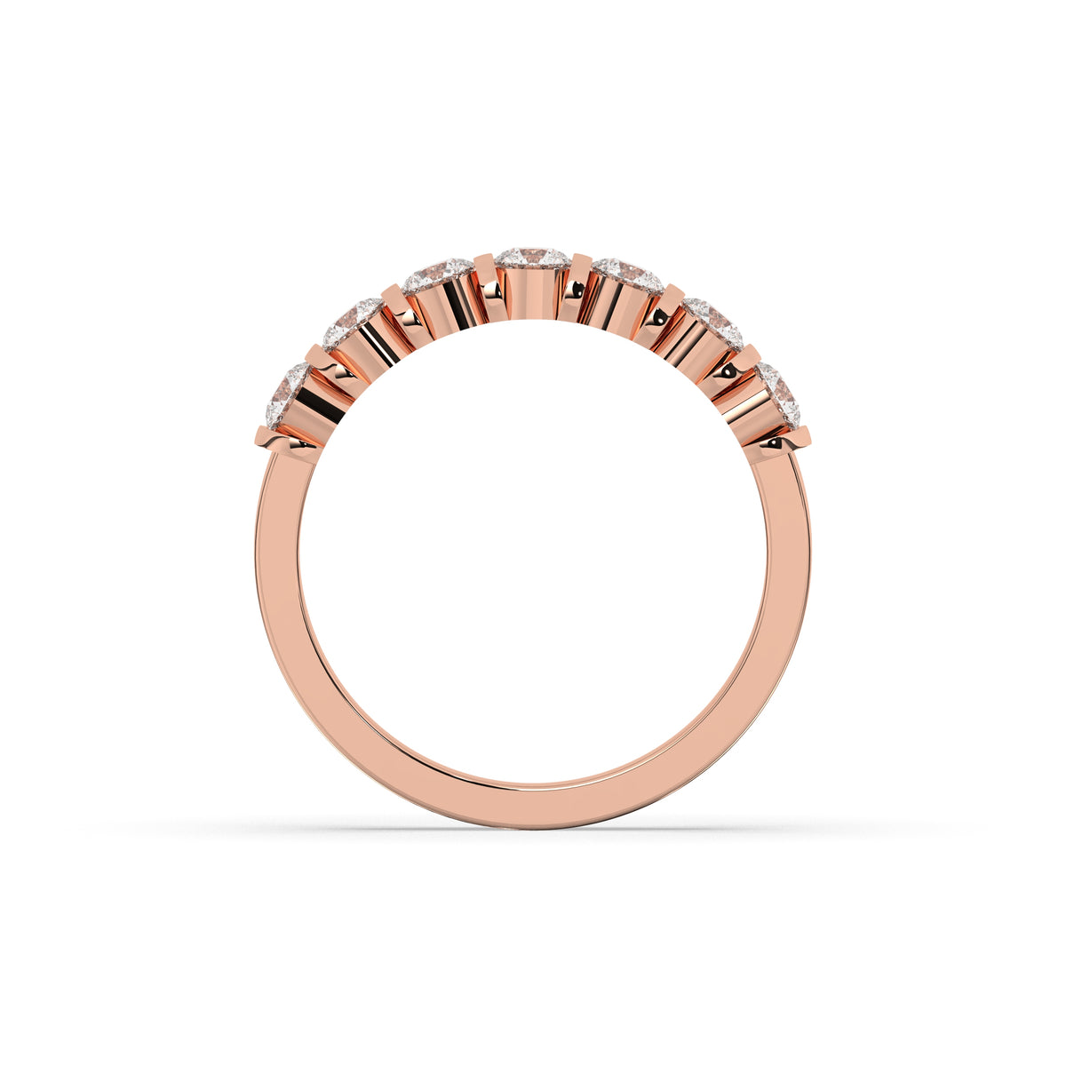Vivia round lab-grown diamond memoire wedding band in 585 rose gold, top view