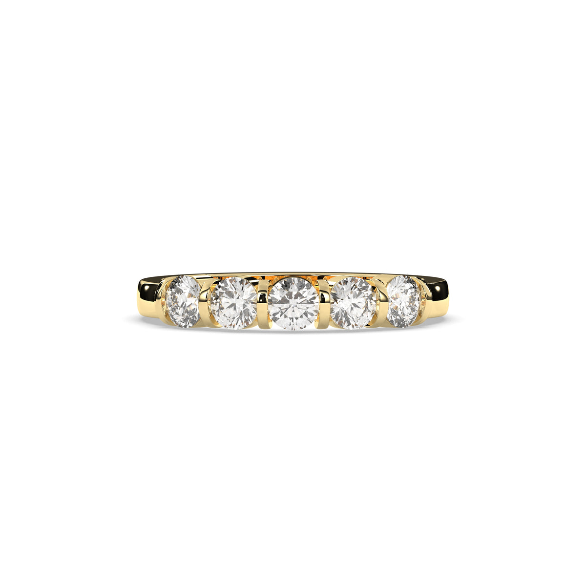 Lorena round lab-grown diamond memoire wedding band in 585 yellow gold, front view