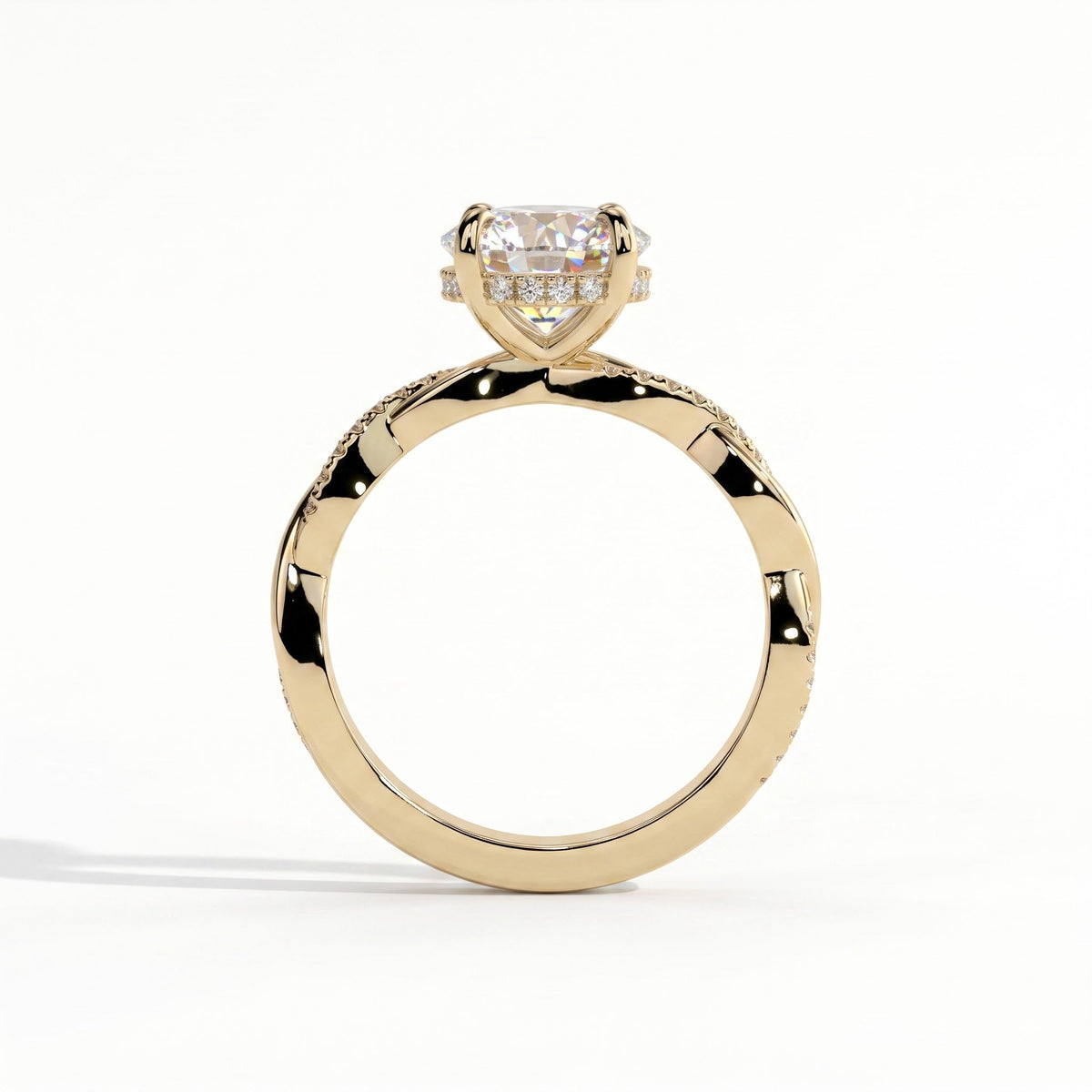 Thyra Radiant Hidden Halo Ring 750 Yellow Gold upright