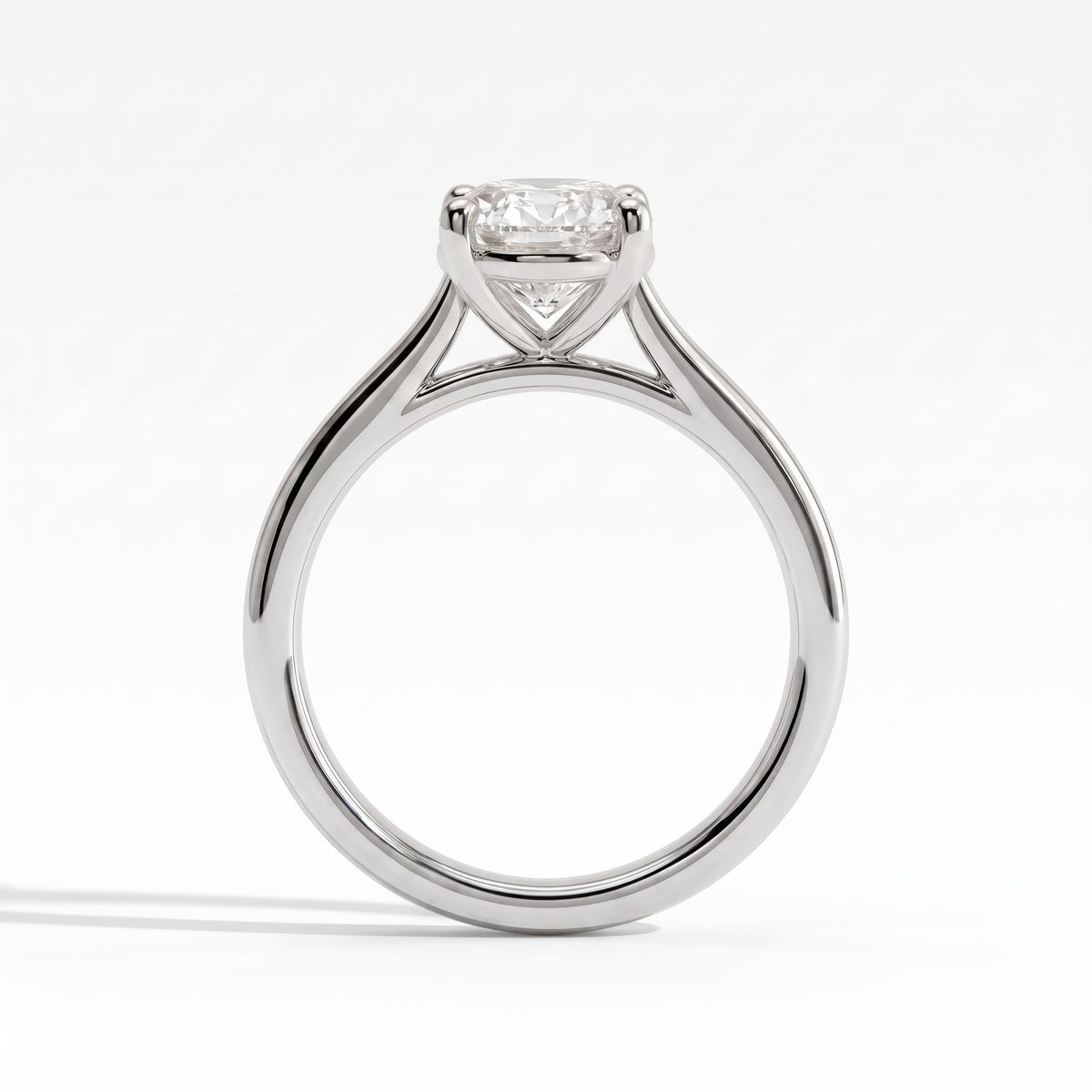 Oval lab-grown diamond solitaire engagement ring in 14K (585) white gold, side profile