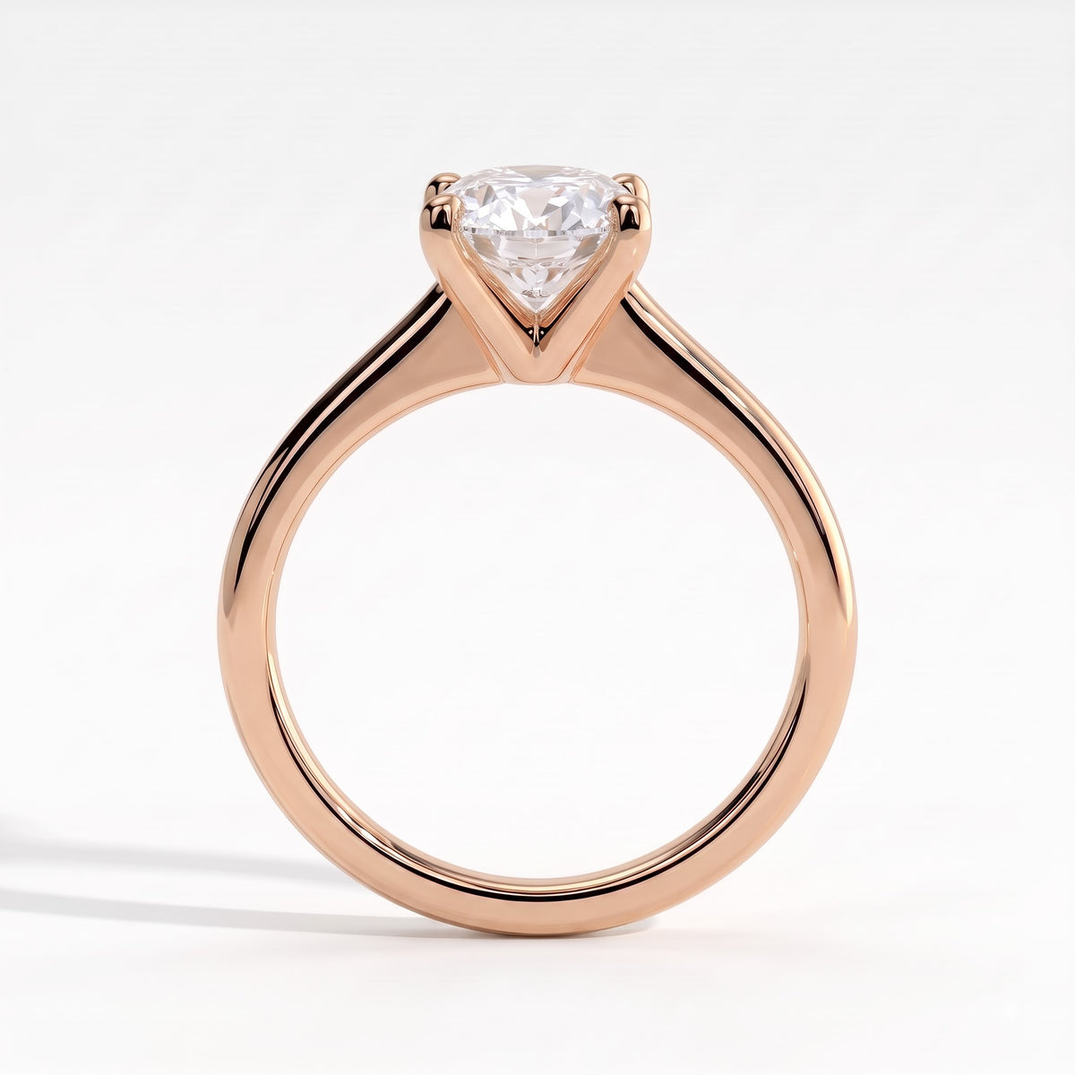Oval lab-grown diamond solitaire engagement ring in 14K (585) rose gold, side profile