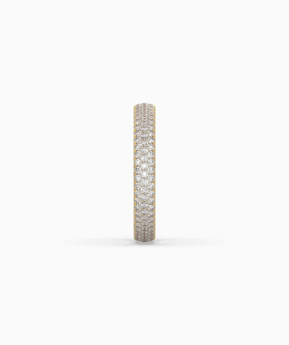 Celine round lab-grown diamond pavé eternity ring in 750 yellow gold, side profile view