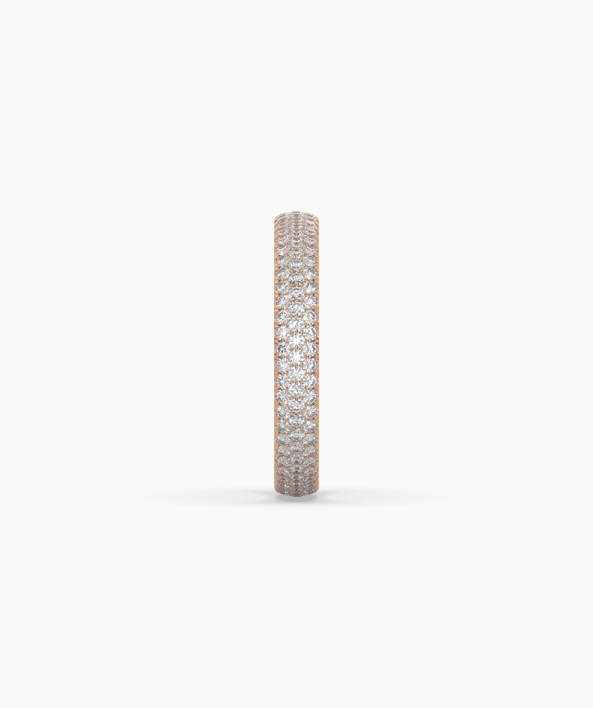 Celine round lab-grown diamond pavé eternity ring in 585 rose gold, side profile view