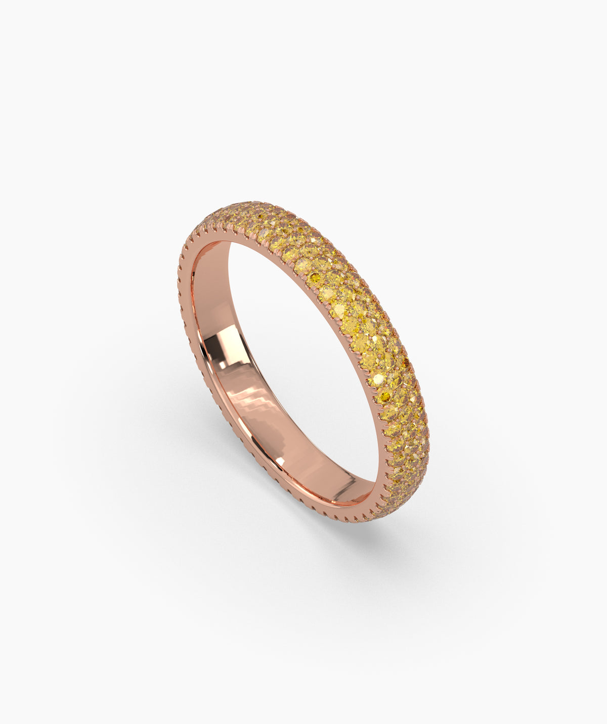 Ariane yellow gemstone pavé eternity ring in 585 rose gold, angled view