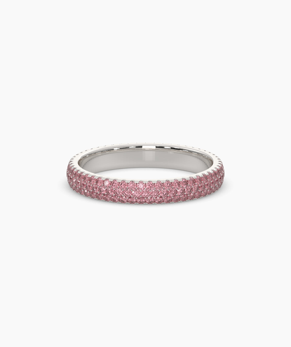 Felia pink gemstone pavé eternity ring in 585 white gold, front view