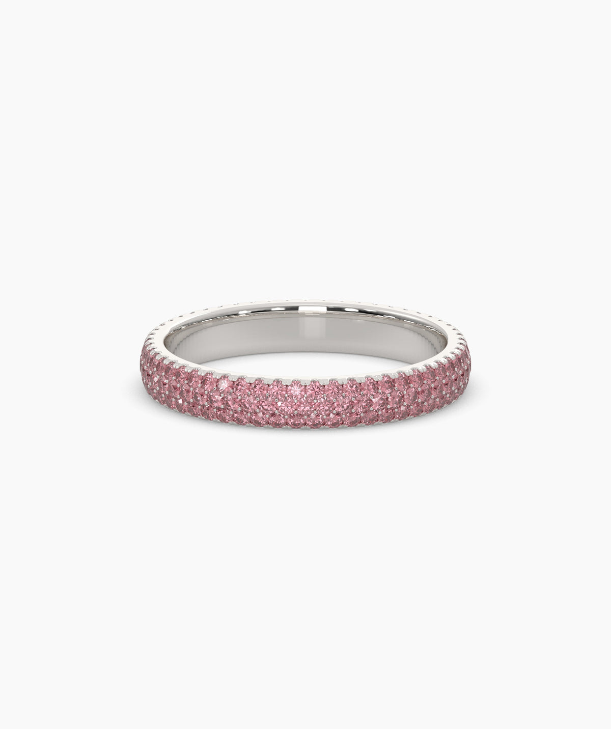 Felia pink gemstone pavé eternity ring in 750 white gold, front view