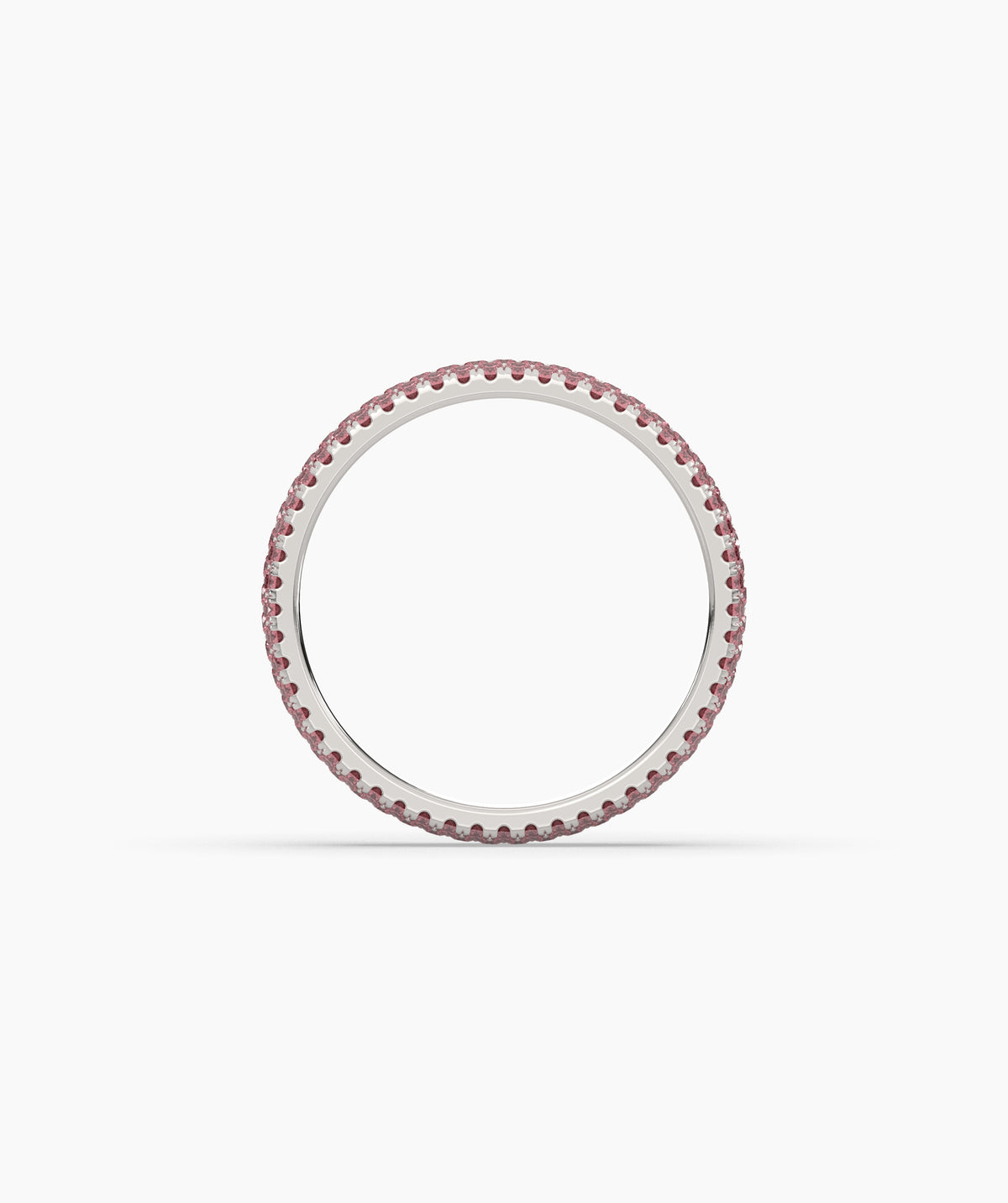 Felia pink gemstone pavé eternity ring in 585 white gold, top view