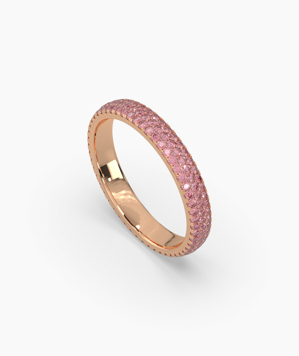 Felia pink gemstone pavé eternity ring in 585 rose gold, top view