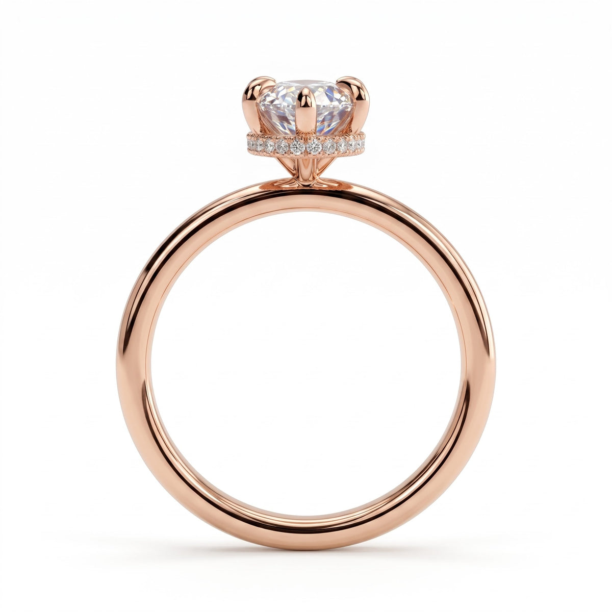 Eloise Dutch Marquise Hidden Halo Ring 750 Rose Gold upright