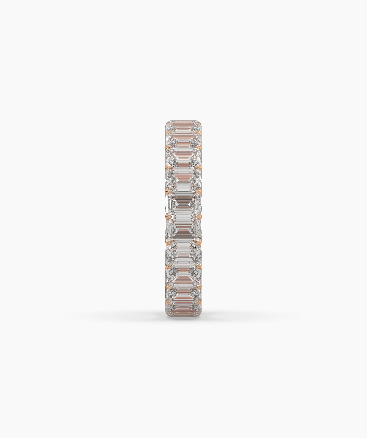 Joline emerald-cut lab-grown diamond eternity ring in 585 rose gold, side profile view