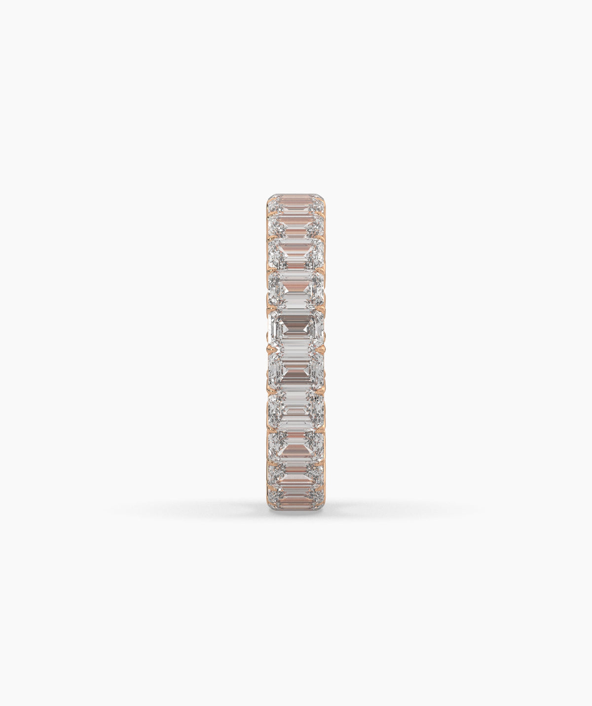 Joline emerald-cut lab-grown diamond eternity ring in 750 rose gold, side profile view