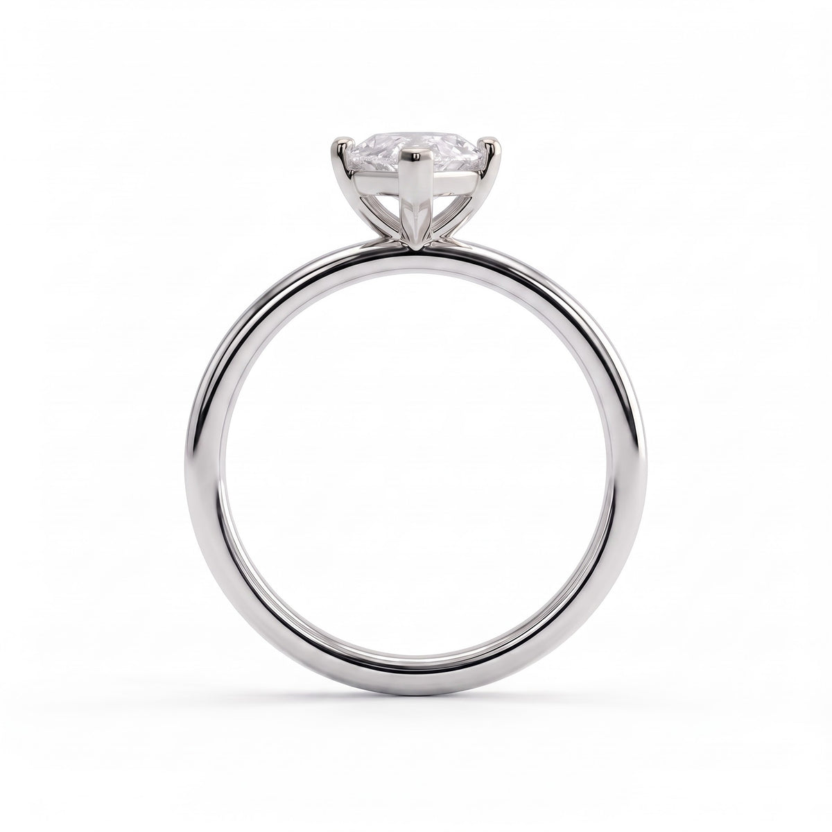Marquise lab-grown diamond solitaire engagement ring in 14K (585) white gold, side profile