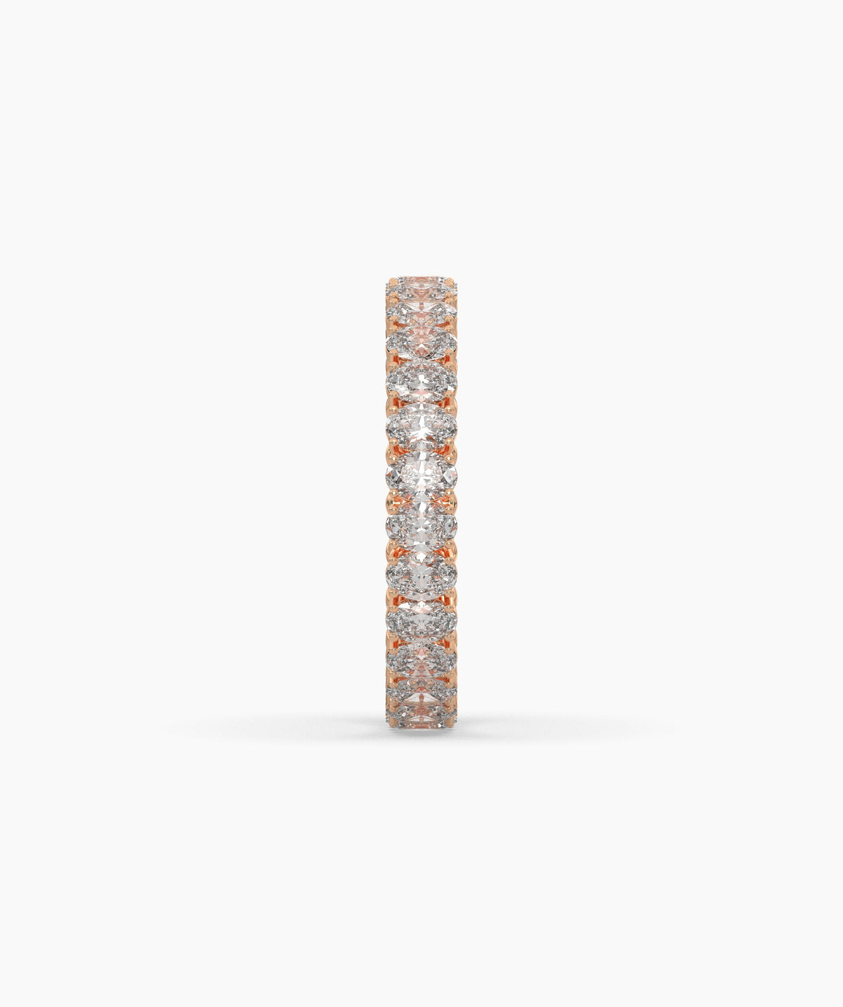 Anina oval lab-grown diamond eternity ring in 750 rose gold, side profile view