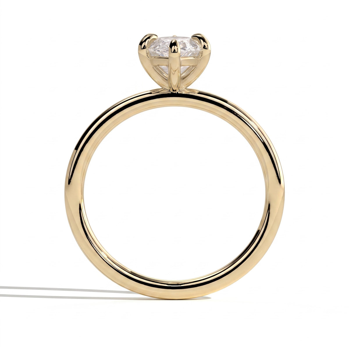 Marquise lab-grown diamond solitaire engagement ring in 18K (750) yellow gold, side profile