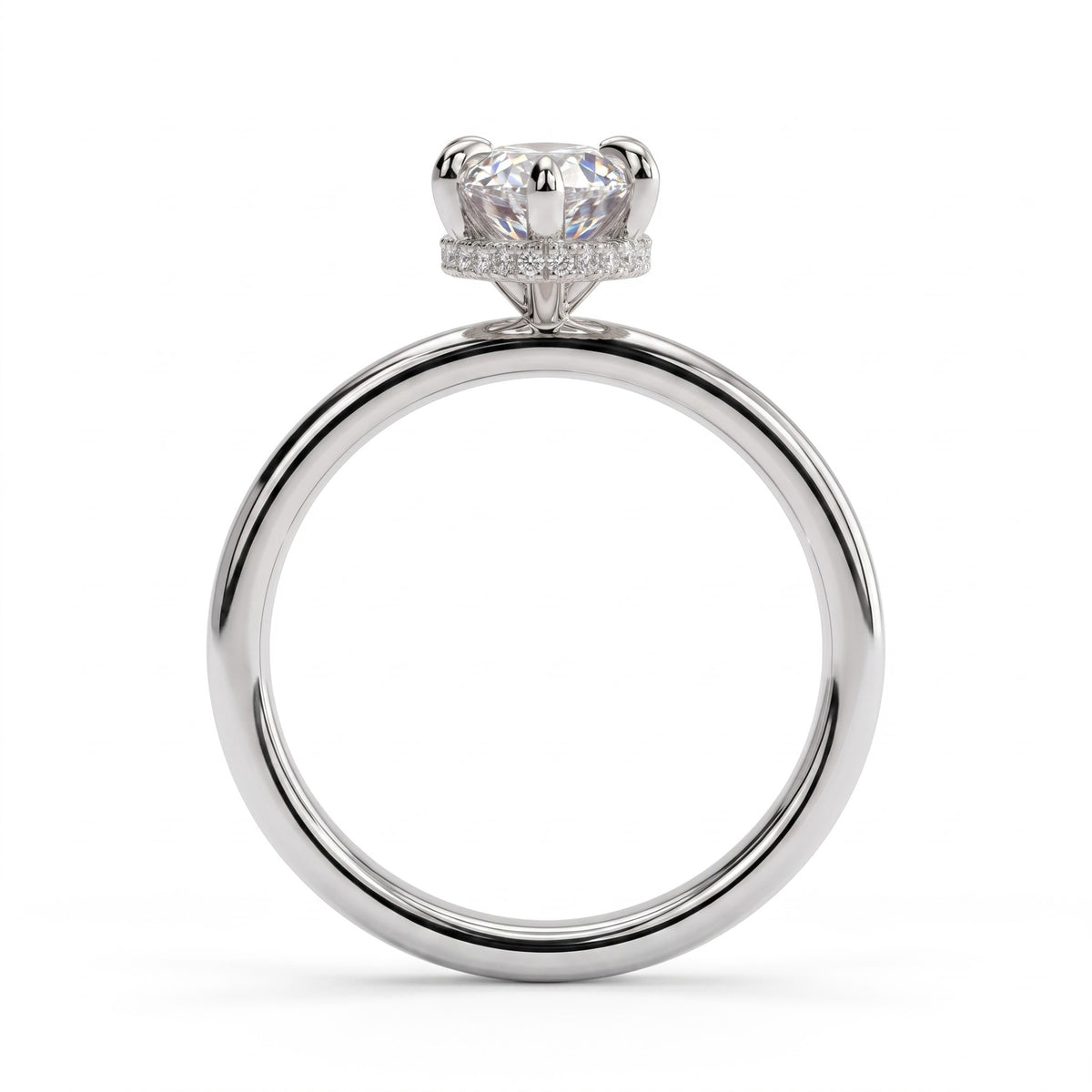 Marquise lab-grown diamond solitaire engagement ring in 950 platinum, side profile