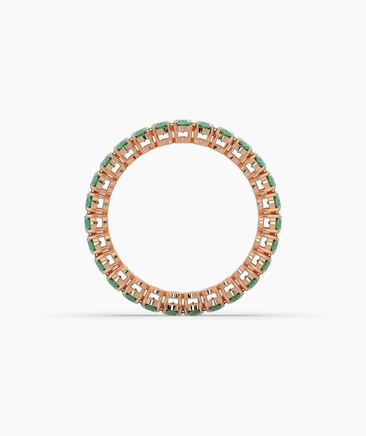 Helene round green gemstone eternity ring in 585 rose gold, top view