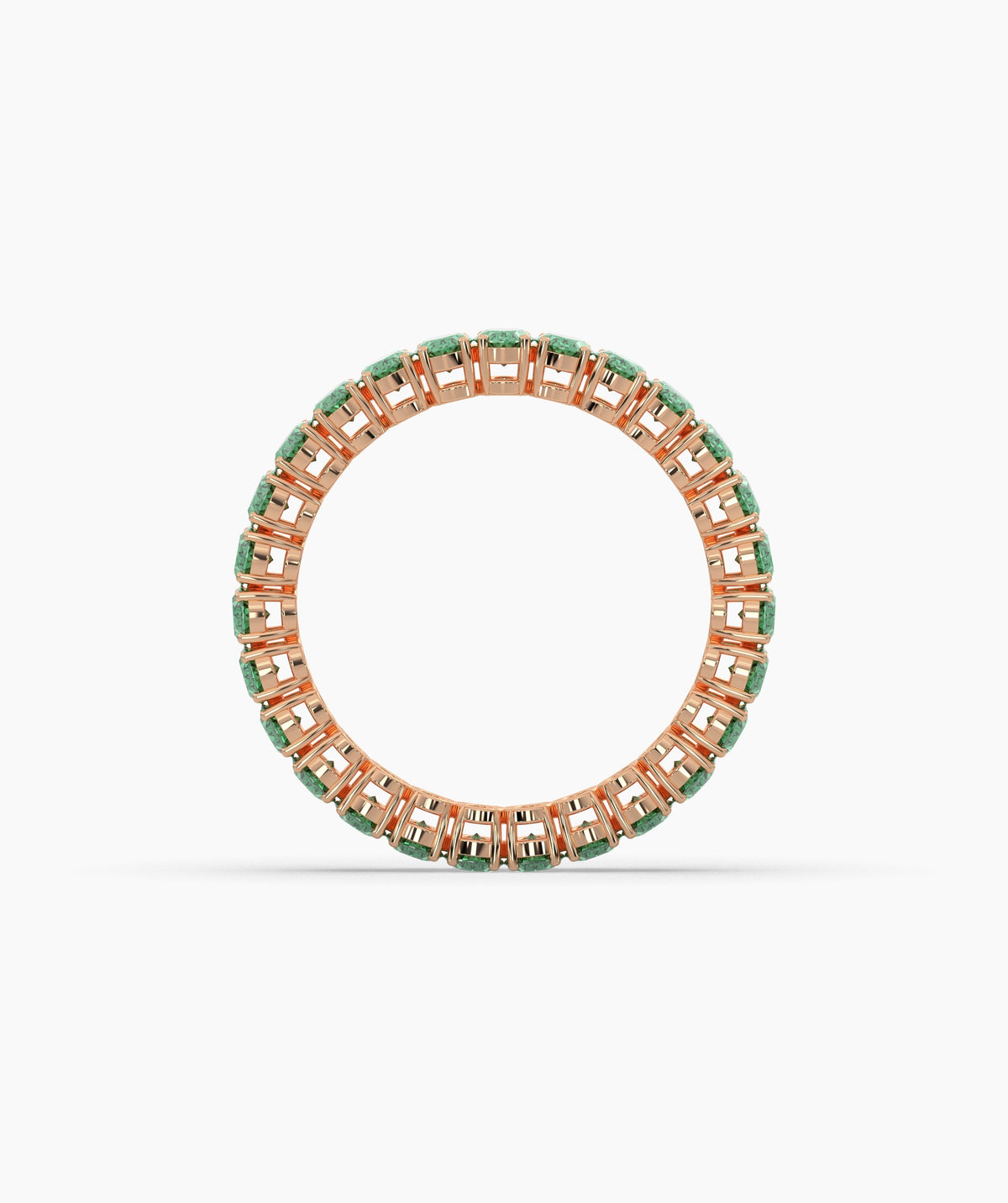Helene round green gemstone eternity ring in 750 rose gold, top view