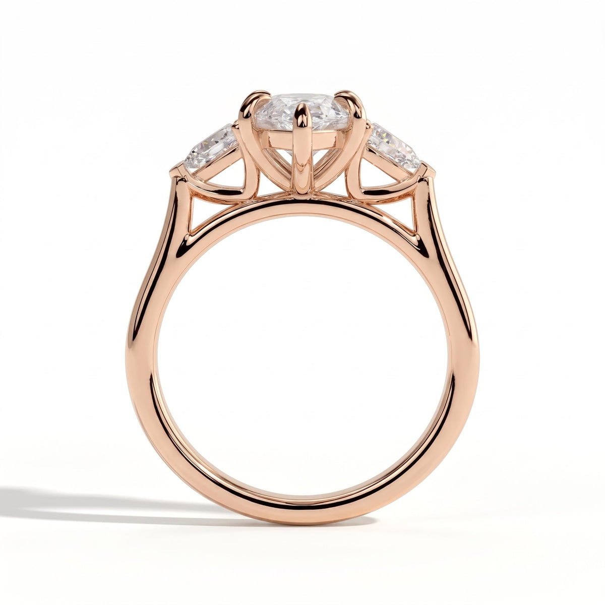 Eudora Dutch Marquise Three Stone Ring 585 Rose Gold upright