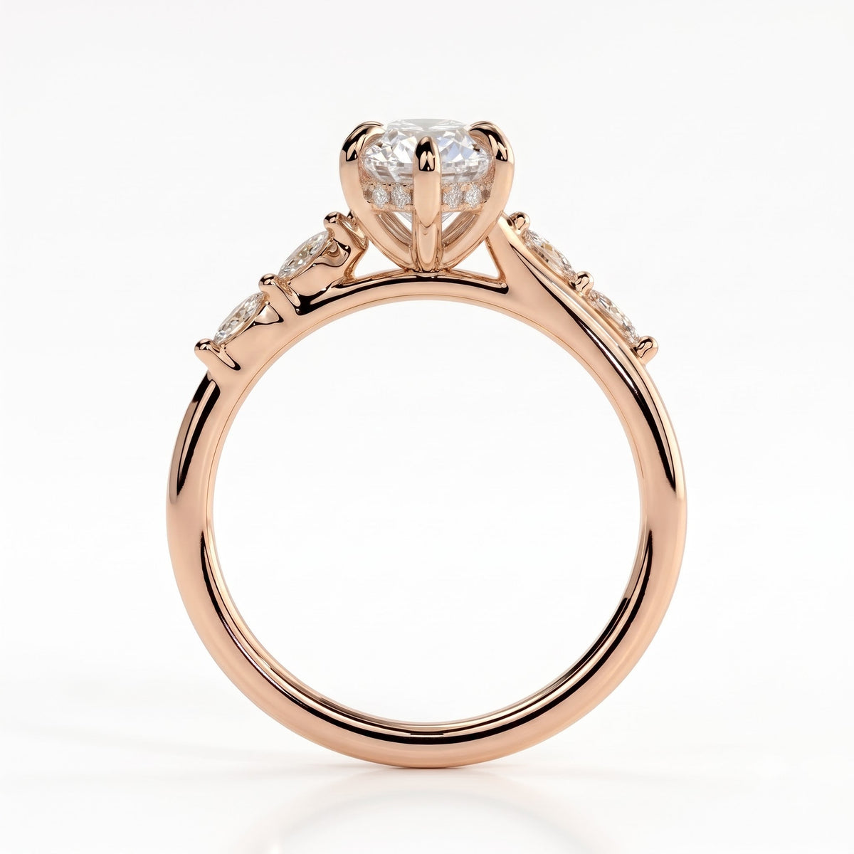 Galene Radiant Hidden Halo Ring 750 Rose Gold upright