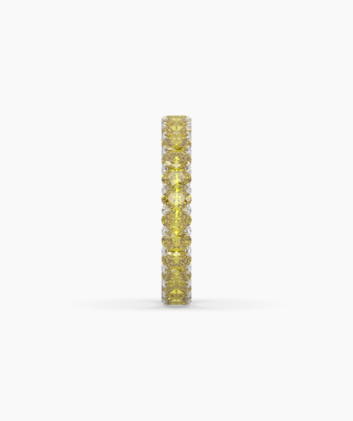 Nina round yellow gemstone eternity ring in 750 white gold, side profile view