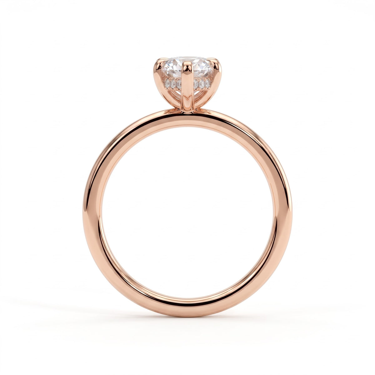 Marquise lab-grown diamond solitaire engagement ring in 18K (750) rose gold, detail view