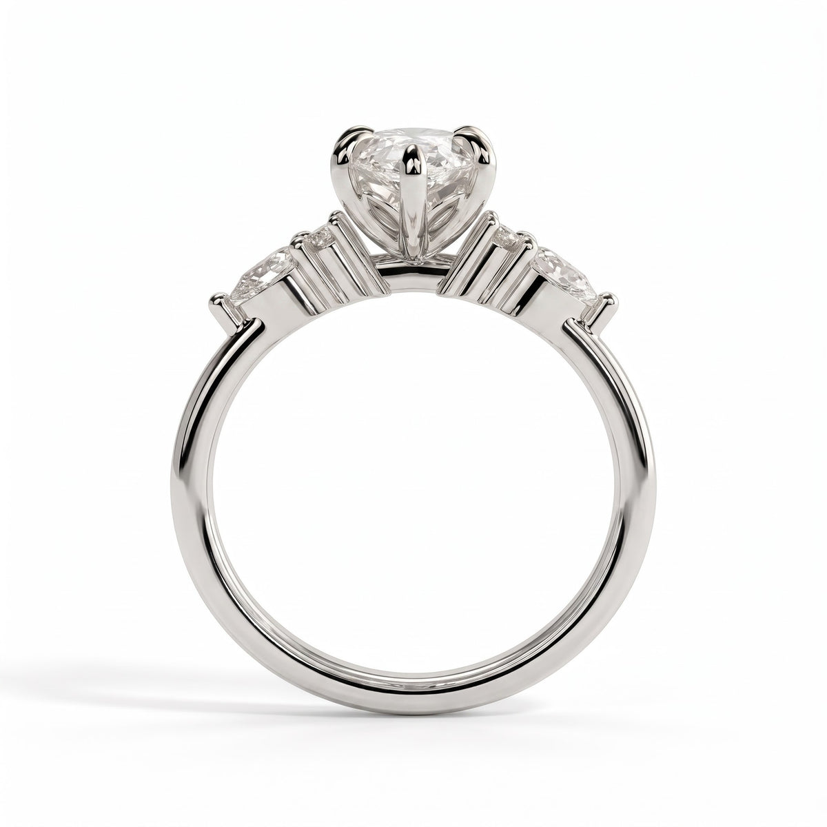 Marquise lab-grown diamond halo engagement ring in 950 platinum, side profile