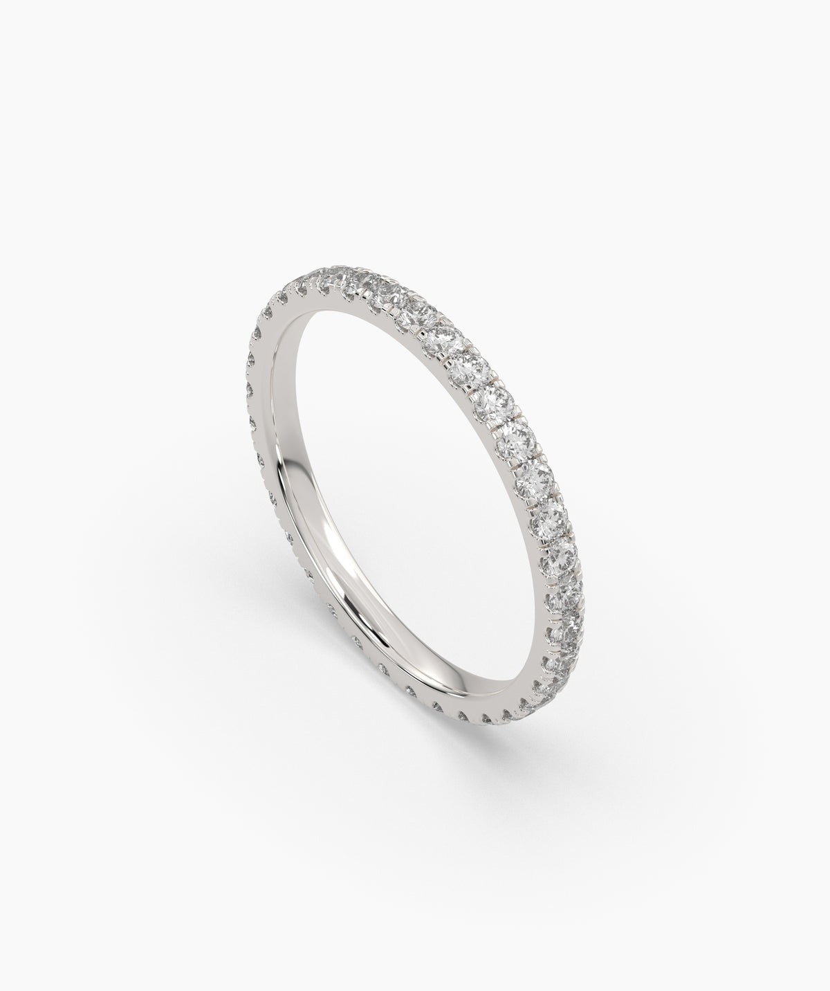 Elisa round lab-grown diamond eternity ring 1.8 mm in 585 white gold, angled view