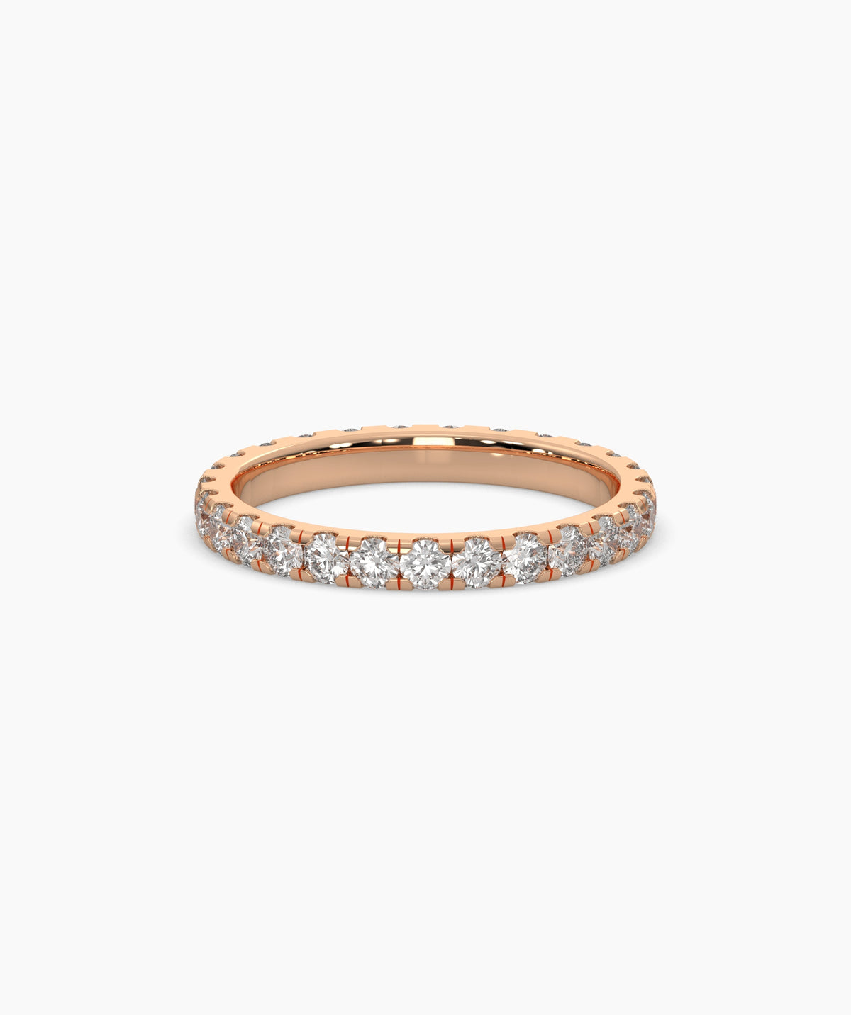 Aurora round lab-grown diamond eternity ring 2.5 mm in 750 rose gold, front view