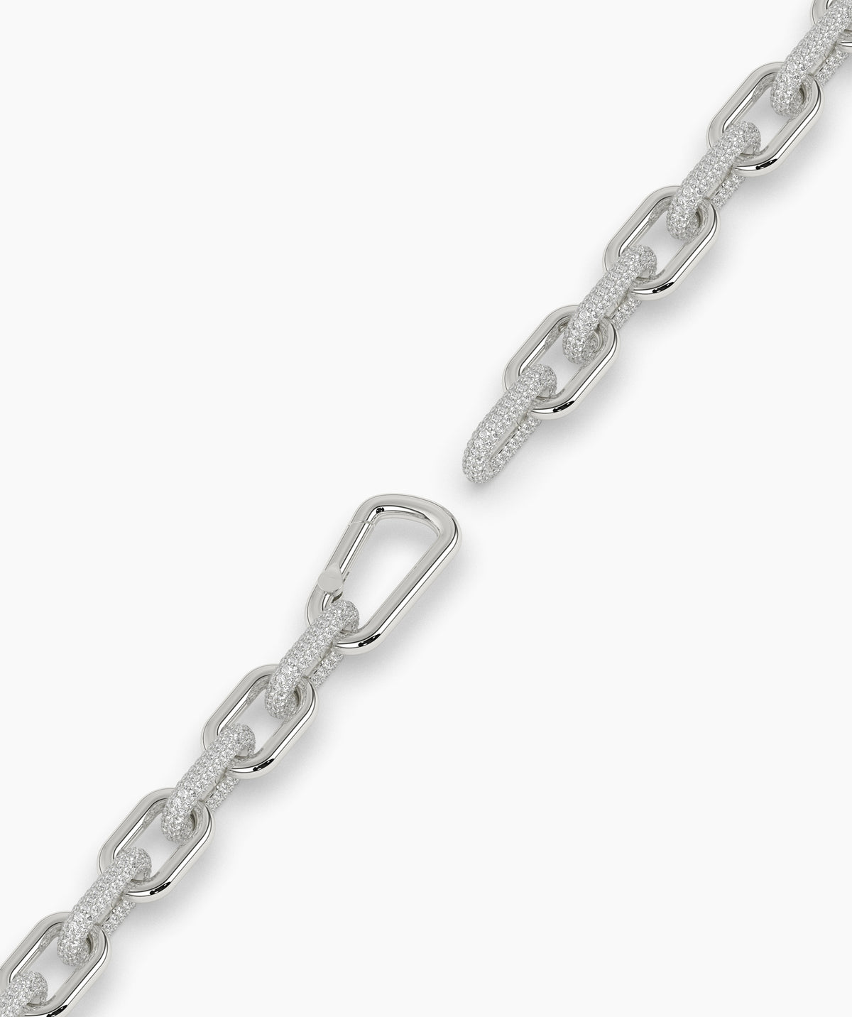 Hope Gliederarmband mit Pavé-Labordiamanten aus 585 Weißgold, ganze Länge, diagonal