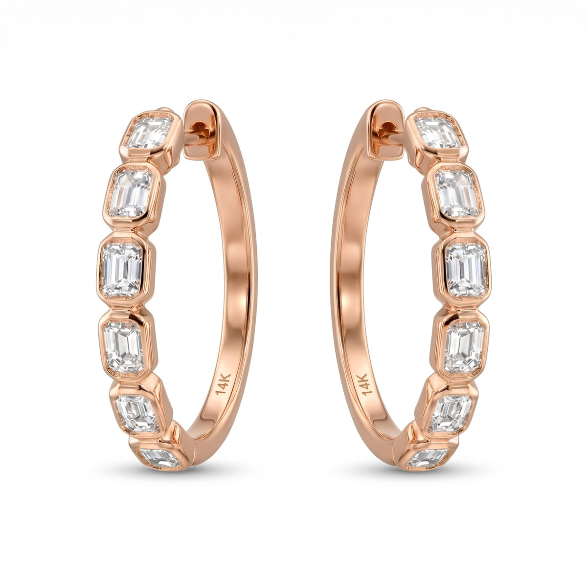 Philippa Zargen-Creolen mit Smaragdschliff-Diamanten │ Ø 19 mm