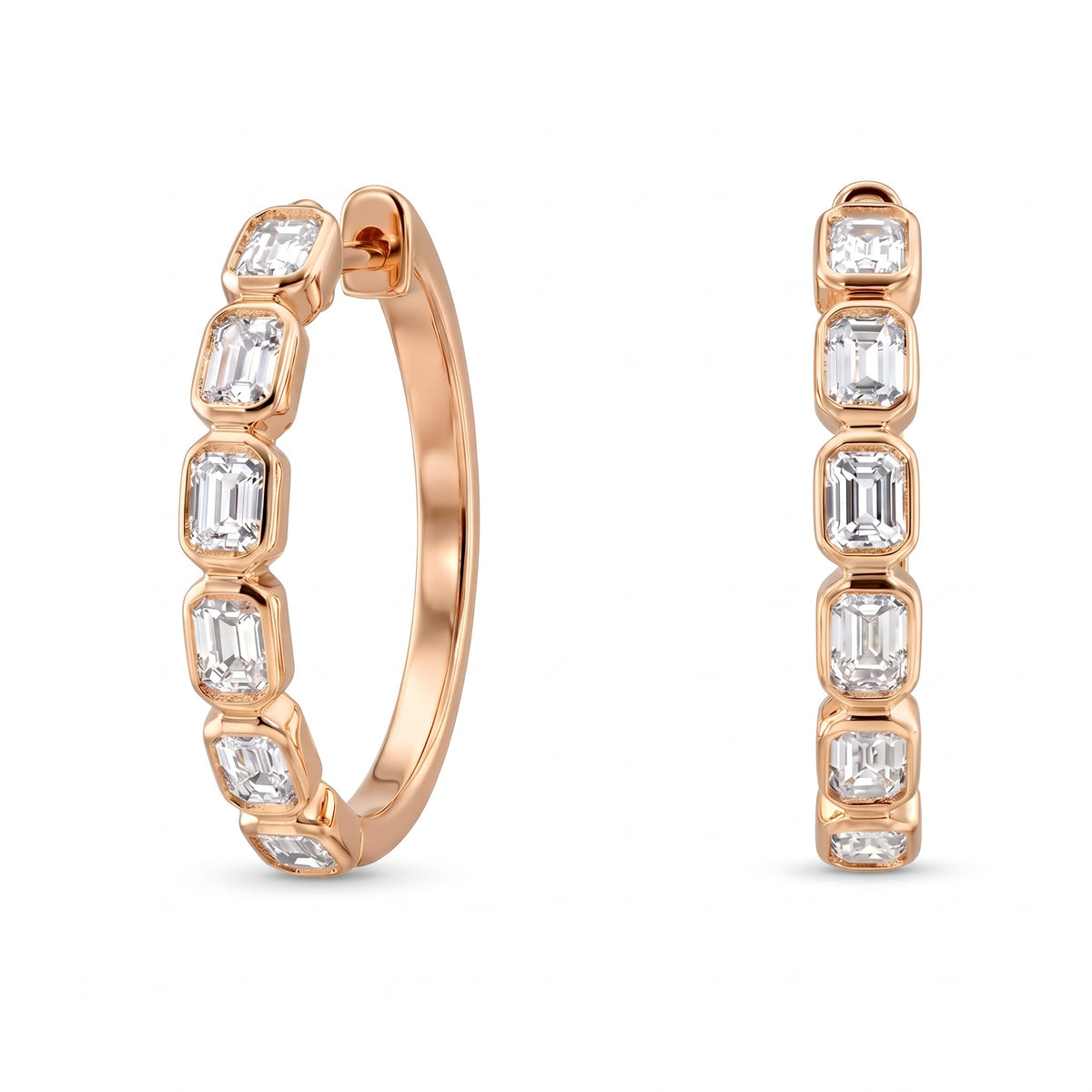 Philippa Zargen-Creolen mit Smaragdschliff-Diamanten │ Ø 19 mm