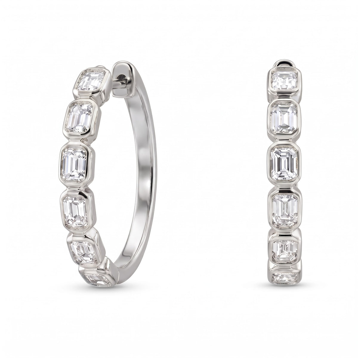 Philippa Zargen-Creolen mit Smaragdschliff-Diamanten │ Ø 19 mm