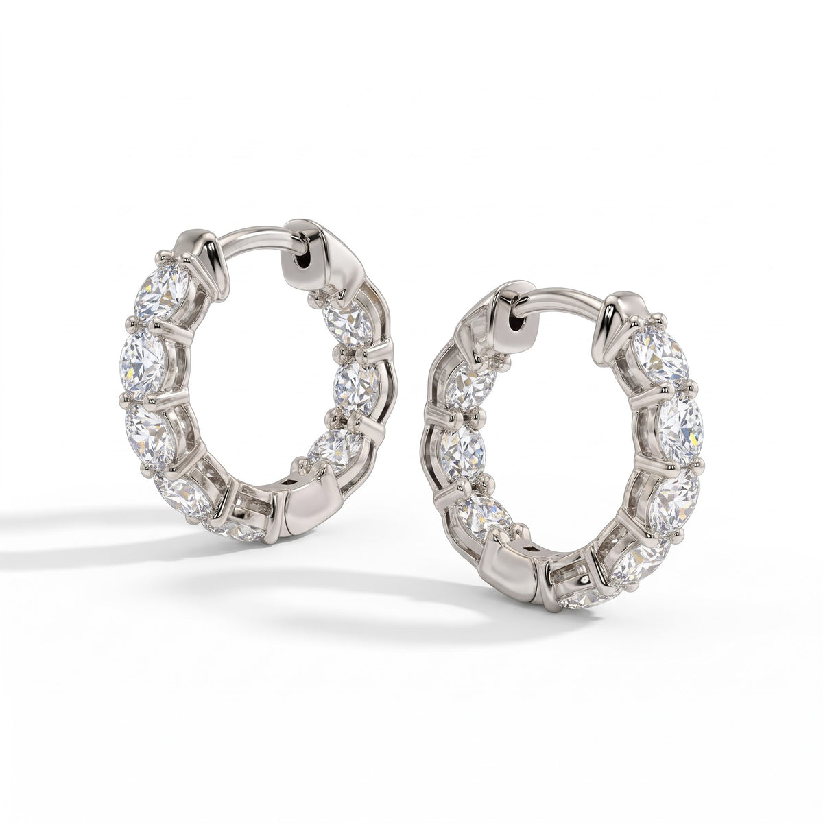 Oriana Round Diamond Inside-Out Huggie Hoop Earrings │ Ø 10mm