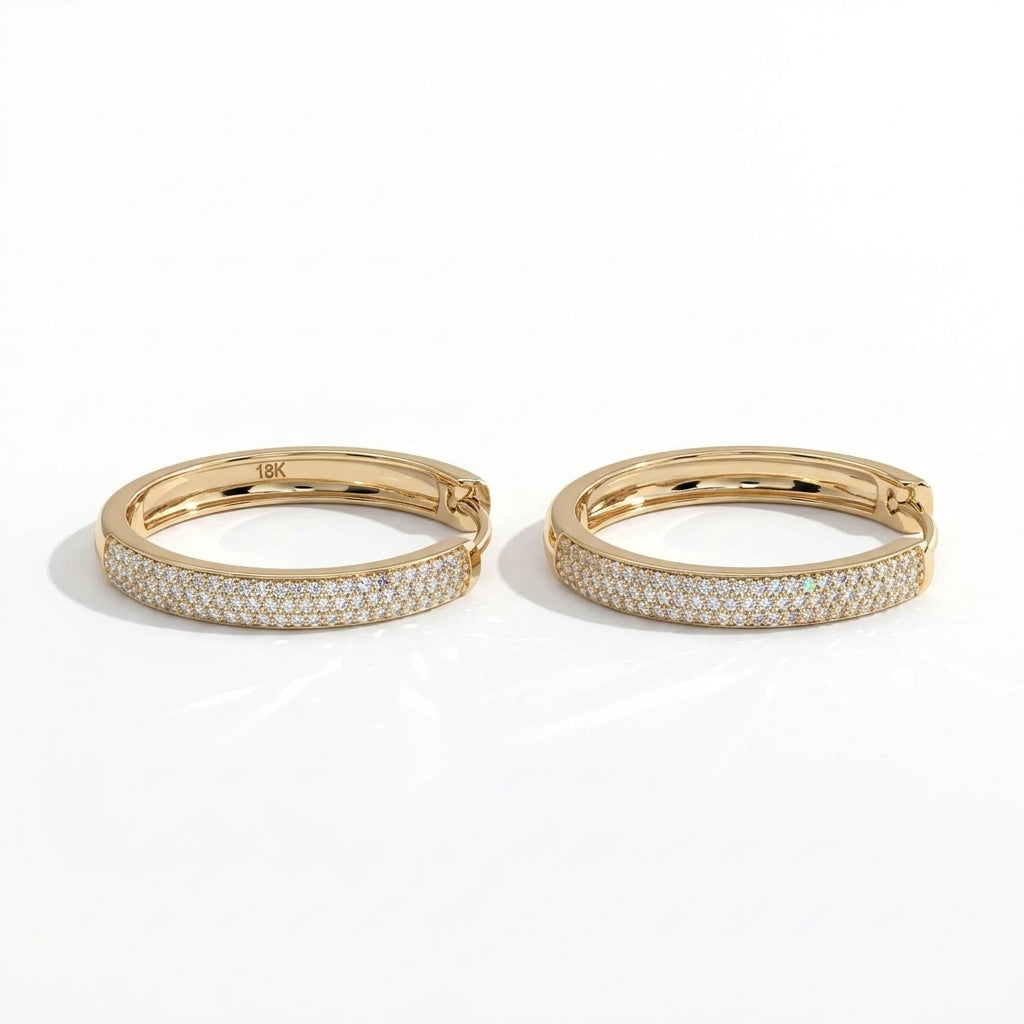 Mirella dreireihige Pavé-Diamant-Creolen │ Ø 17 mm