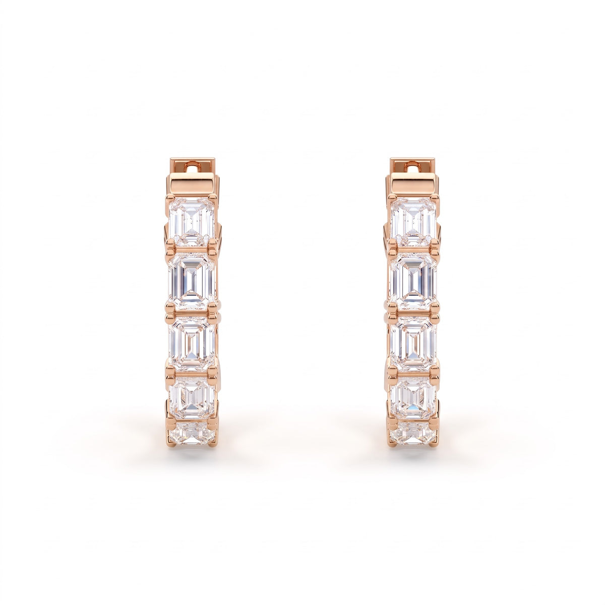 Octavia Emerald Cut Diamond Inside-Out Hoop Earrings │ Ø 15mm