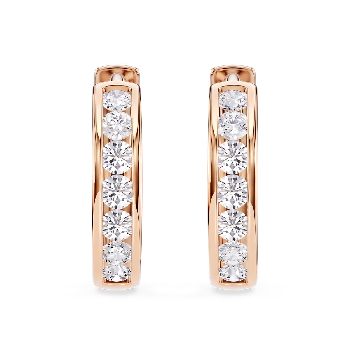 Paloma Huggie-Creolen rund mit Diamanten in Kanalfassung │ Ø 12 mm