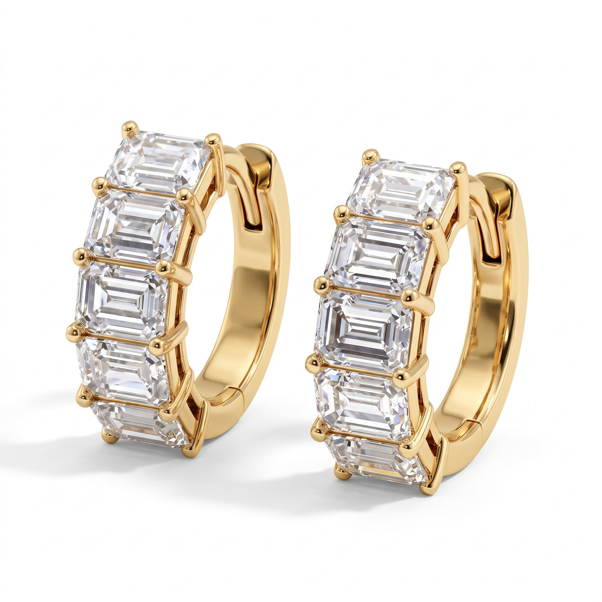 Athena Emerald Cut Diamond East-West Huggie Hoop Earrings │ Ø 10mm