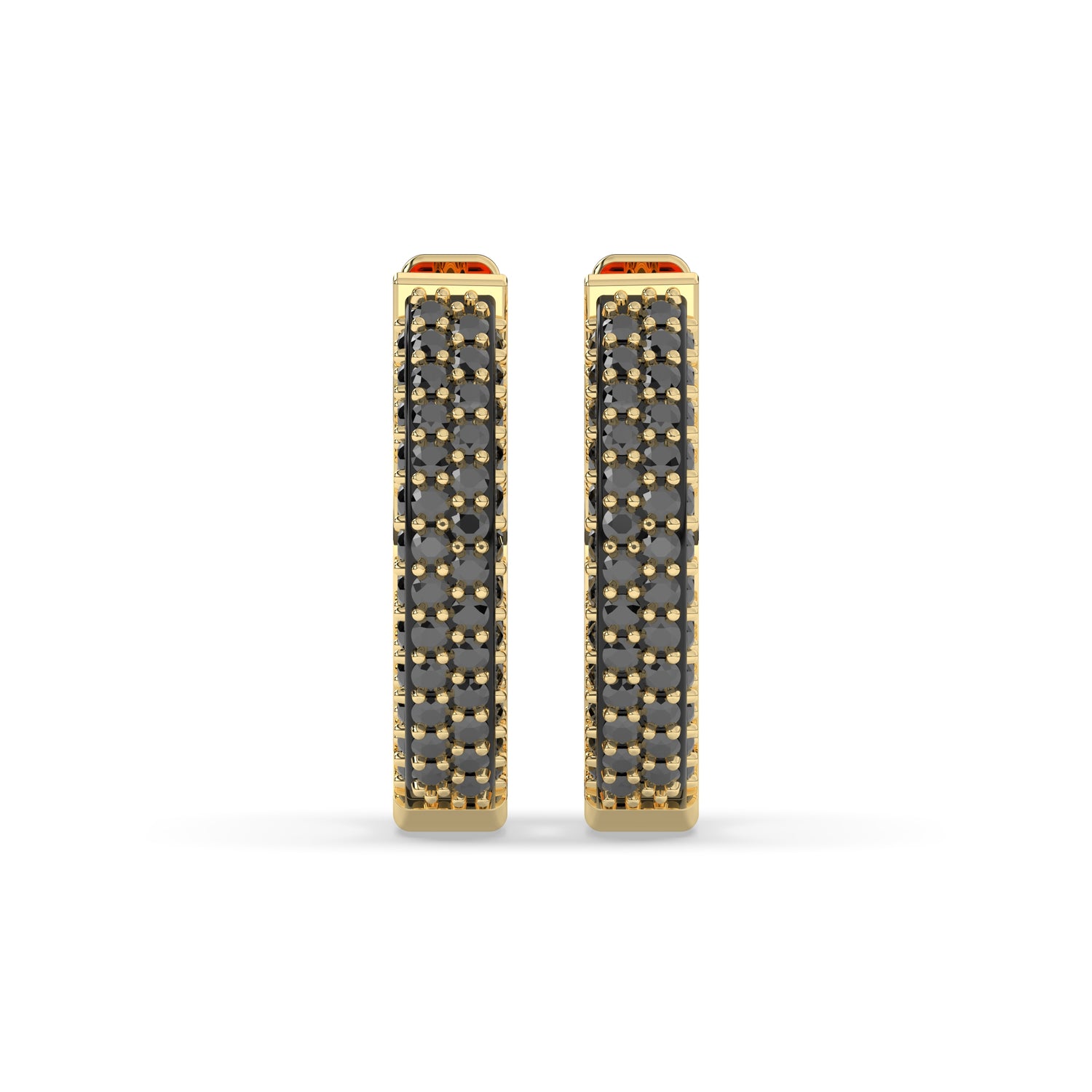 Lina Round Black Diamonds Hoop Earring