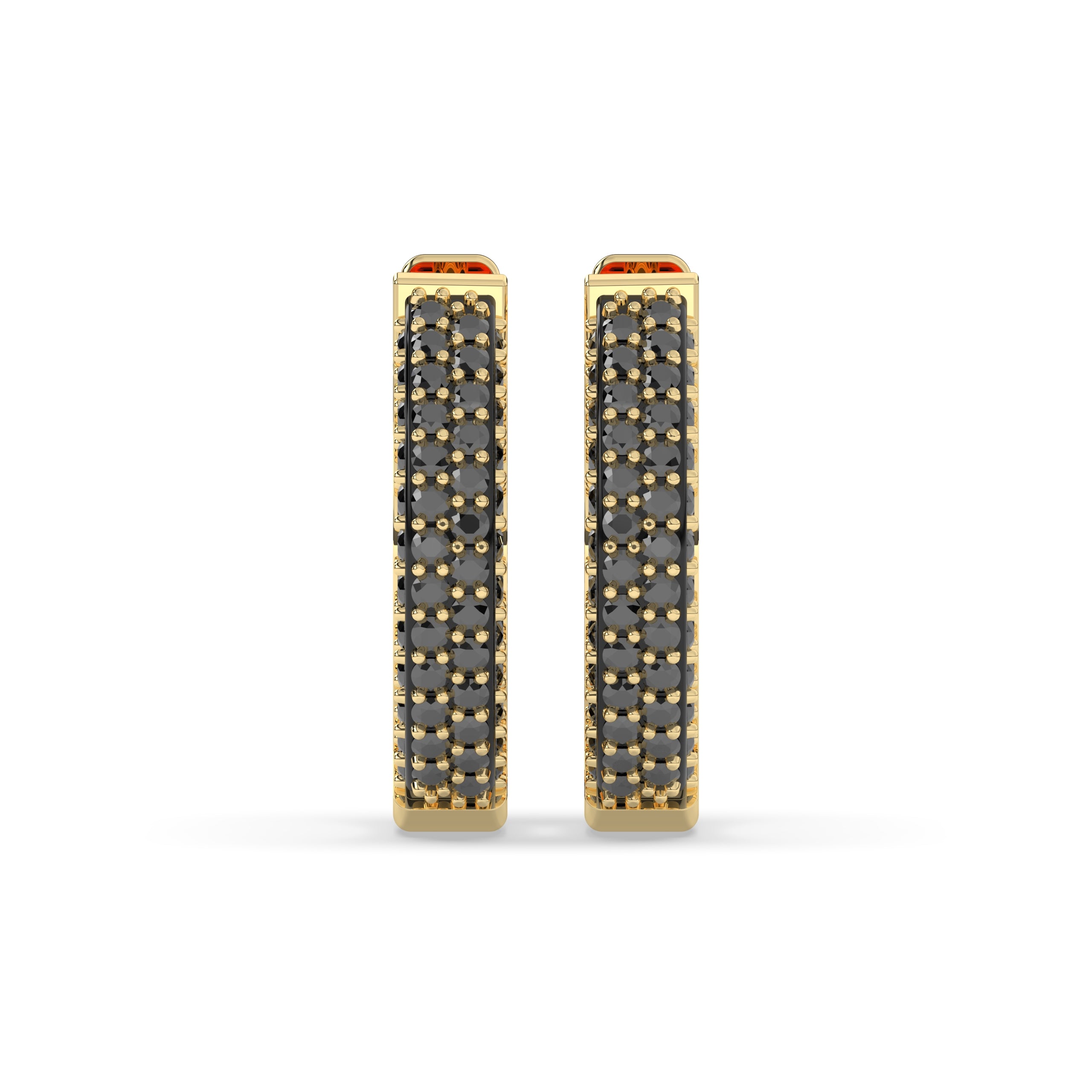 Lina Round Black Diamonds Hoop Earring