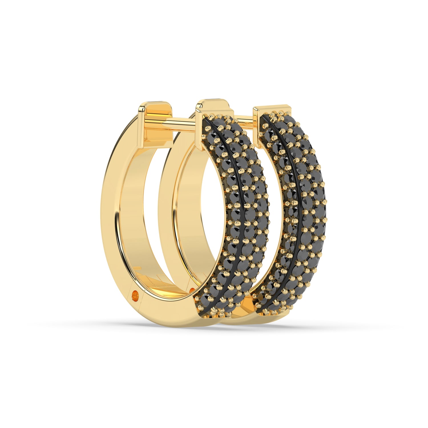 Lina Round Black Diamonds Hoop Earring