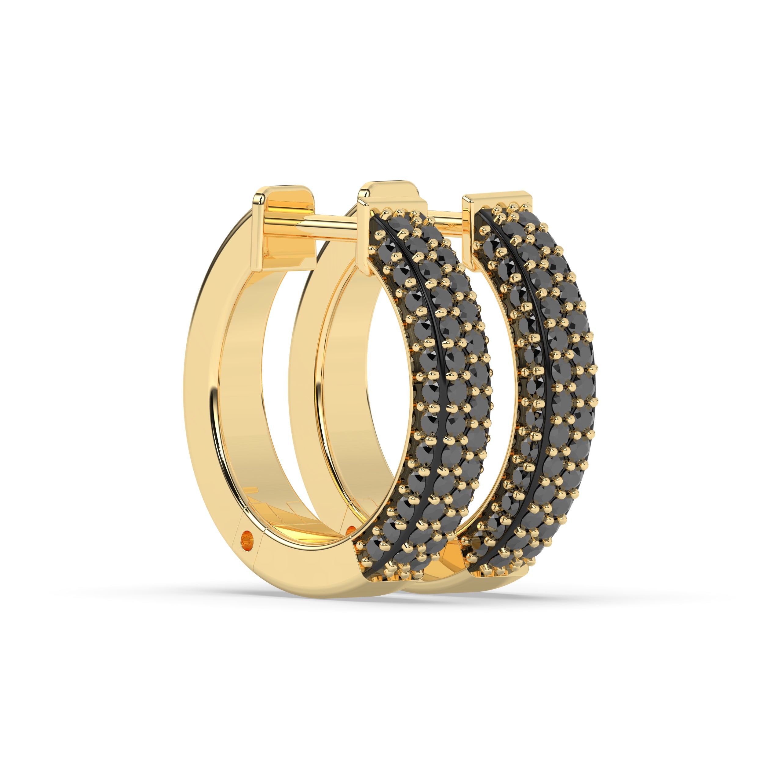 Lina Creolen mit runden schwarzen Diamanten│ Ø 18mm