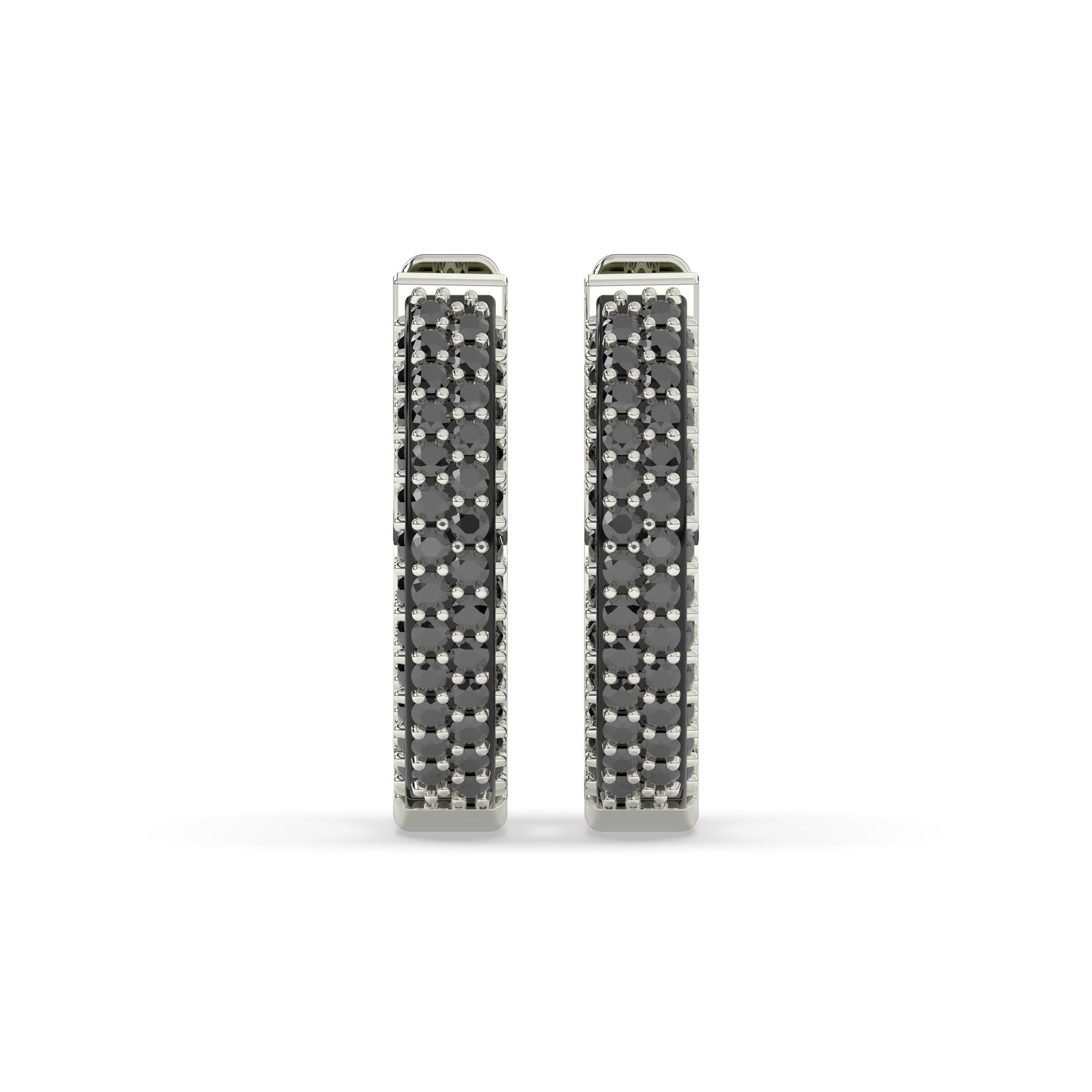 Lina Round Black Diamonds Hoop Earring
