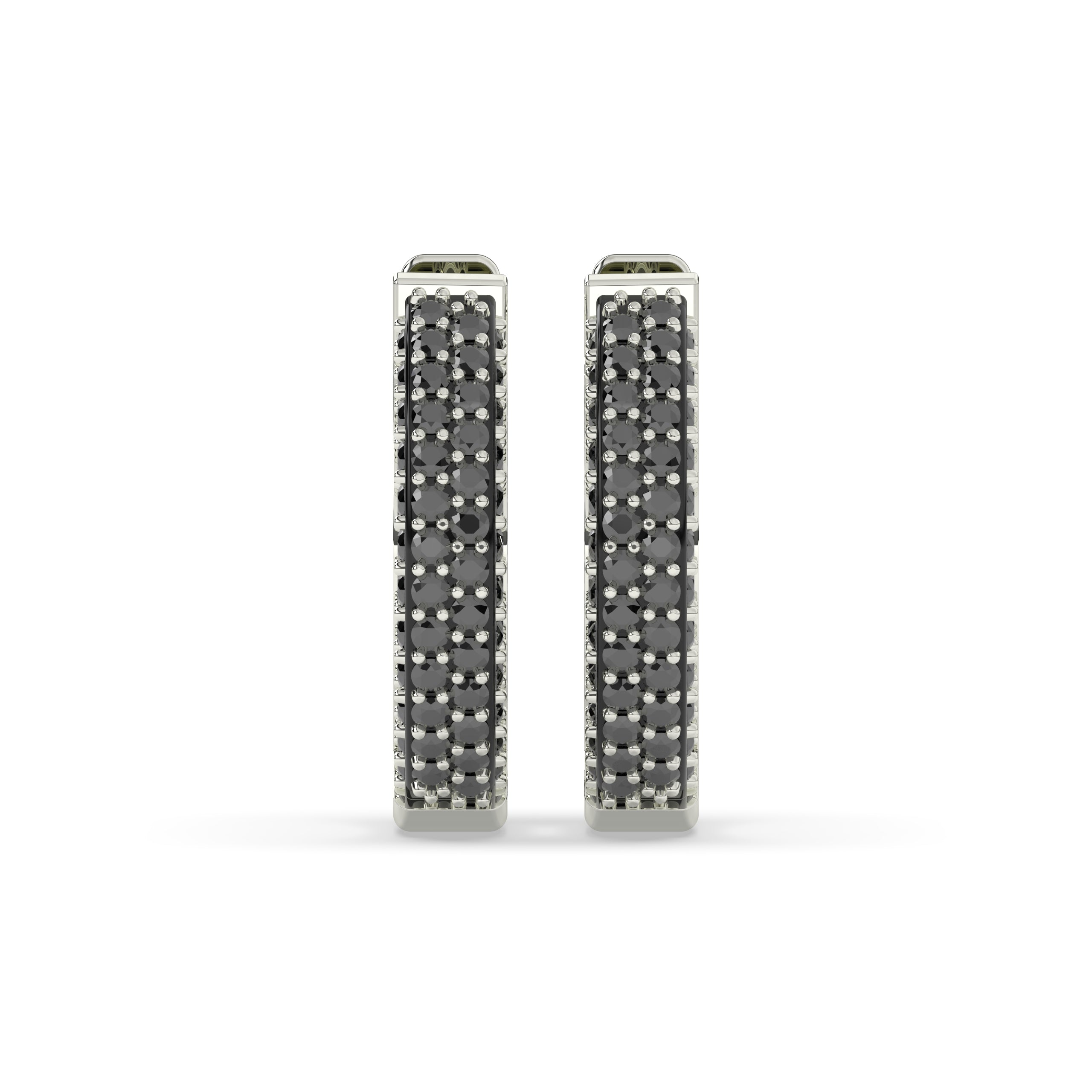 Lina Round Black Diamonds Hoop Earring
