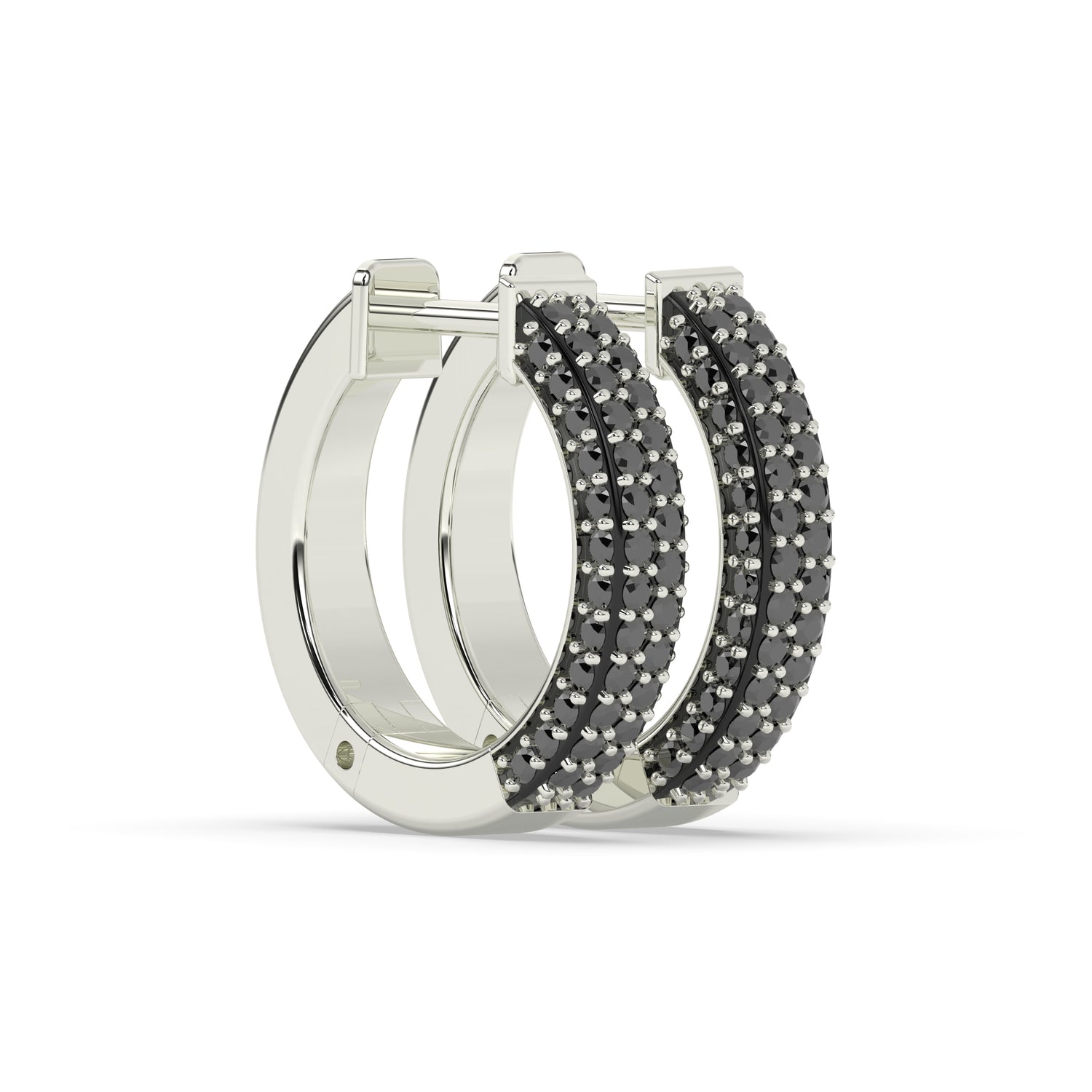 Lina Round Black Diamonds Hoop Earring